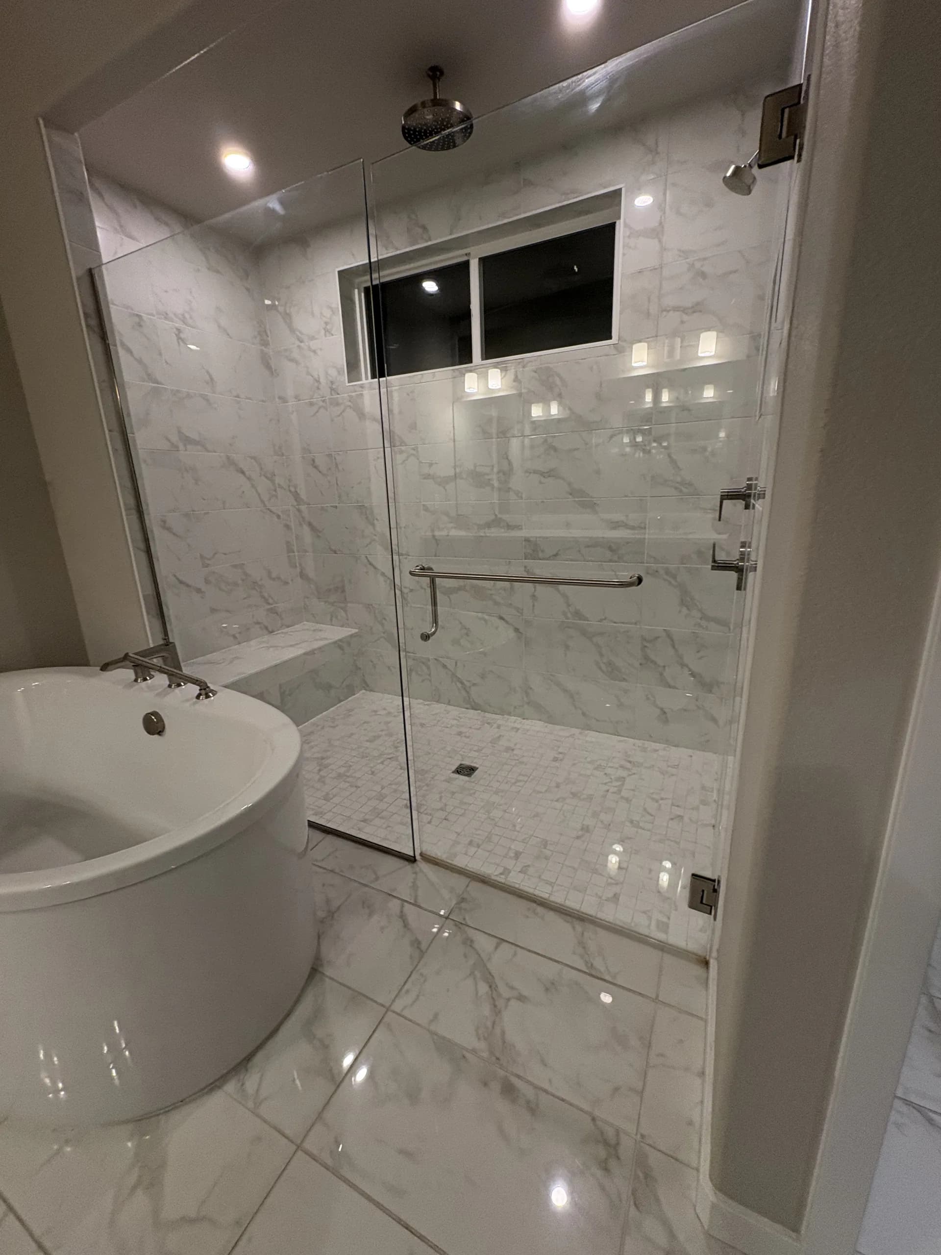 Marble bathroom finished by Melissa's Maids