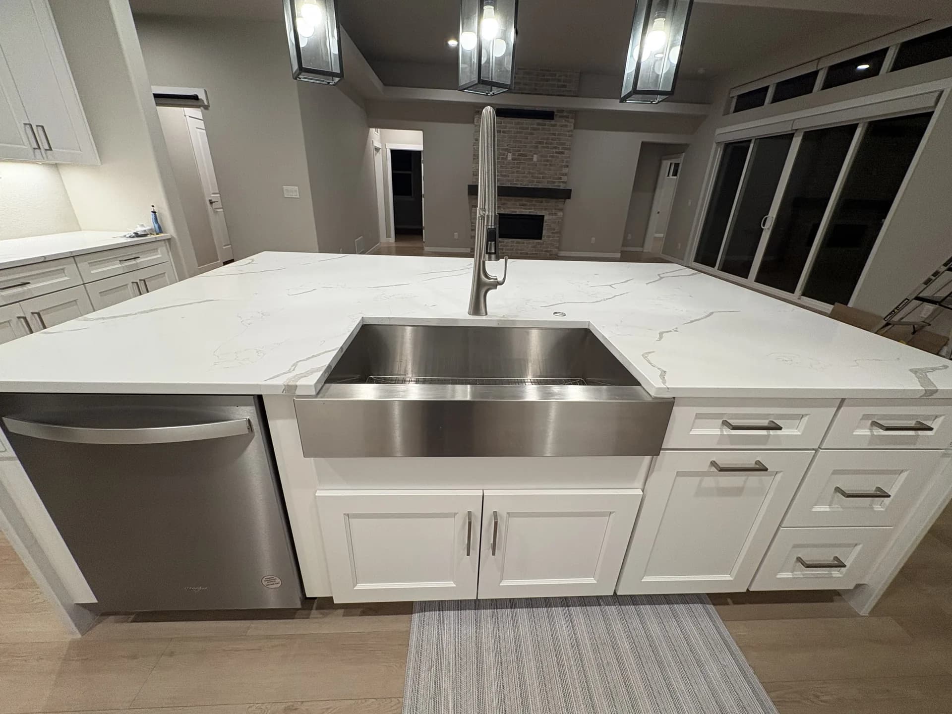 Polished kitchen sink and counters